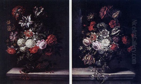 Bouquet De Fleurs Sur Un Entablement Oil Painting by Pieter Casteels III