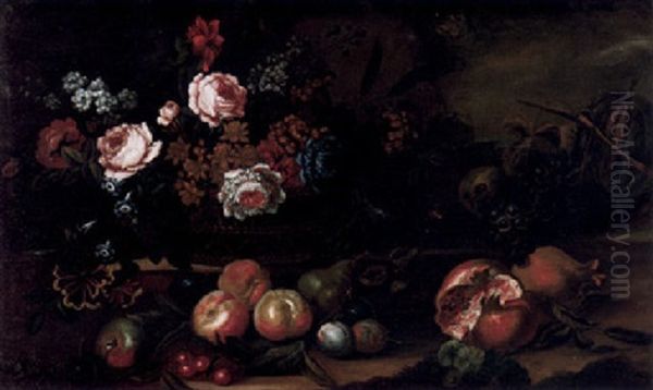 Stilleben Med Blommor Och Frukter Oil Painting by Pieter Casteels III