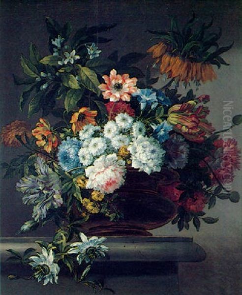 Still Life With Flowers In An Urn Oil Painting by Pieter Casteels III