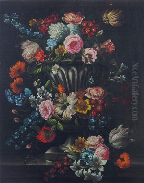 Vase Fleuri Sur Un Entablement Oil Painting by Pieter Casteels III