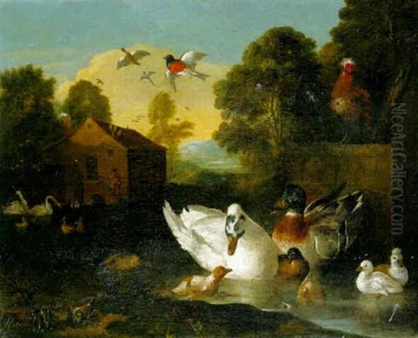 Ducks On A Pond Oil Painting by Pieter Casteels III