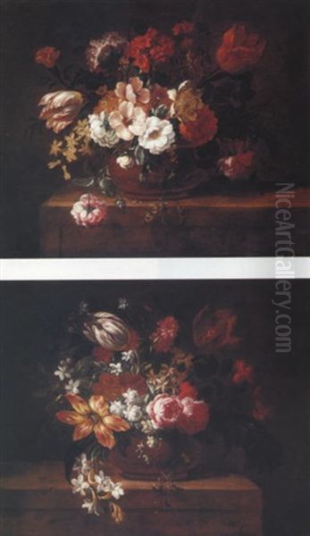 Still Life Of Flowers In A Vase Oil Painting by Pieter Casteels III