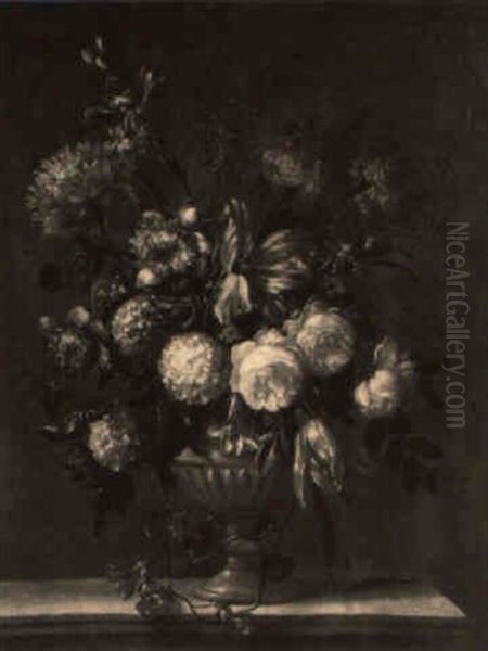 Roses, Tulips, Snowballs And Other Flowers In A Vase Oil Painting by Pieter Casteels III