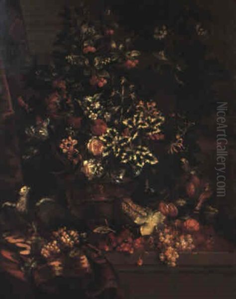 Bouquets De Fleurs Oil Painting by Pieter Casteels III