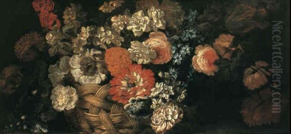 Stilleben Med Blommor I Korg Oil Painting by Pieter Casteels III