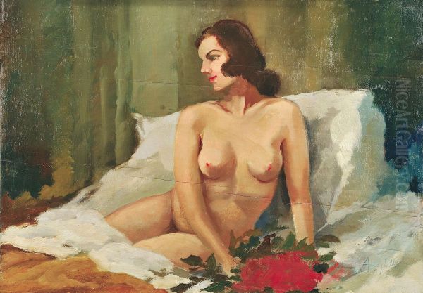 Studio Di Nudo Femminile Oil Painting by Amighetto Amighetti