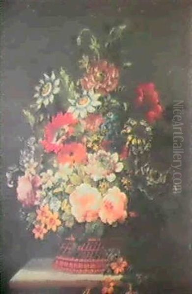 Corbeille De Fleurs Sur Un Entablement De Pierre by Pieter Casteels III