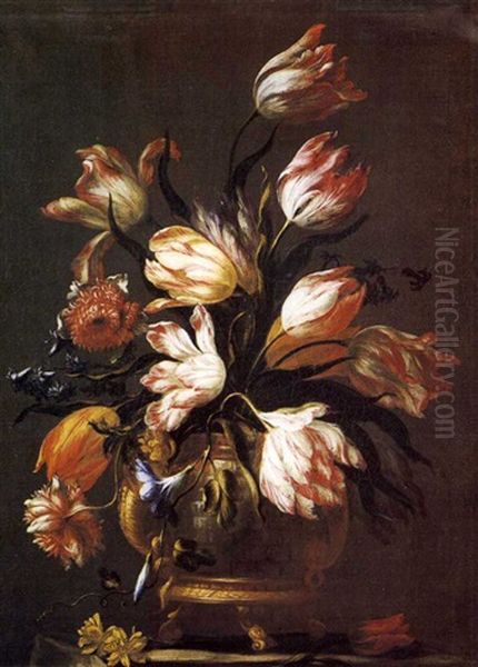 Still Life With Tulips, Convolvuli And Other Flowers Oil Painting by Pieter Casteels III