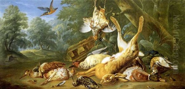 Dead Hare And Other Game At The Edge Of A Wood Oil Painting by Pieter Casteels III