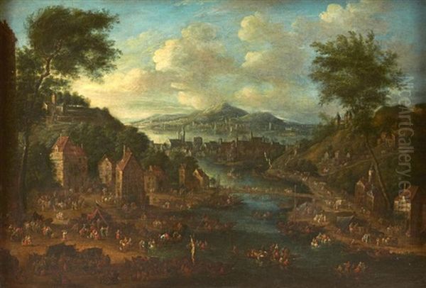 Paysage Avec Habitation Pres D'un Cours D'eau Oil Painting by Pieter Casteels the Elder