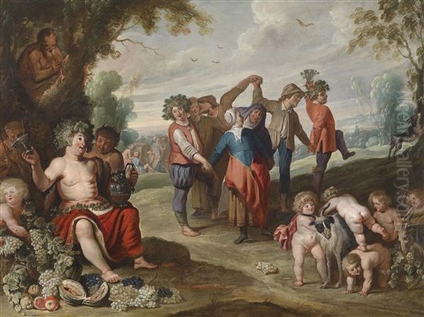 Ein Bacchanal, Allegorie Des Herbstes Und Der Weinlese by Pieter Casteels the Elder