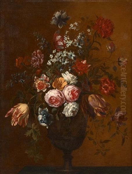 Vase De Fleurs Sur Un Entablement Oil Painting by Pieter Casteels the Younger