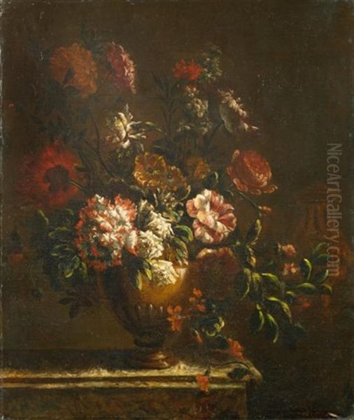 Nature Morte Au Bouquet De Fleurs Sur Un Entablement Oil Painting by Pieter Casteels the Younger