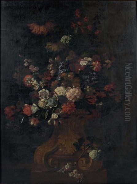 Bouquet De Fleurs Dans Un Vase De Bronze Oil Painting by Pieter Casteels the Younger