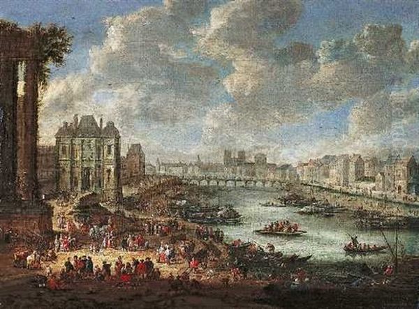 Ansicht Von Paris Mit Der Seine Oil Painting by Pieter Casteels the Younger