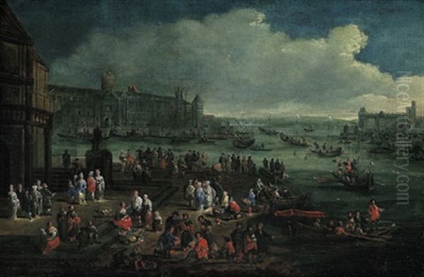 Blick Auf Den Louvre In Paris Oil Painting by Pieter Casteels the Younger