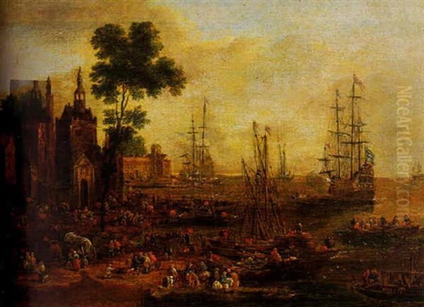 Scene De Port Mediterraneen by Pieter Casteels the Younger