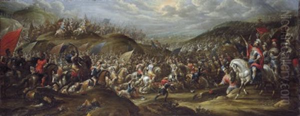 The Battle Of Milvian Bridge Oil Painting by Pauwels Casteels