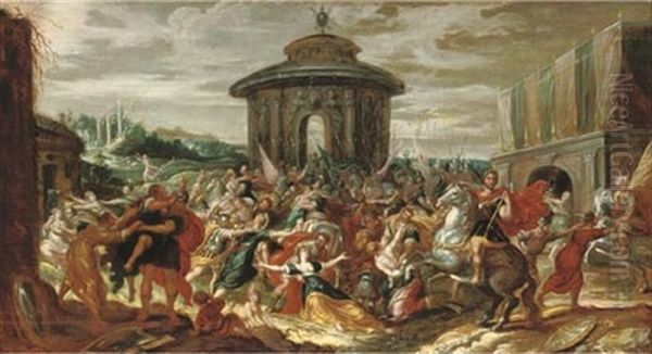 The Rape Of The Sabine Women Oil Painting by Pauwels Casteels