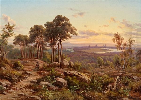 Landscape With A View Of Dresden Oil Painting by Anton Castell