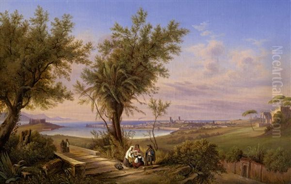 Blick Auf Die Altstadt Von Antibes Und Dem Fort Carre Oil Painting by Anton Castell