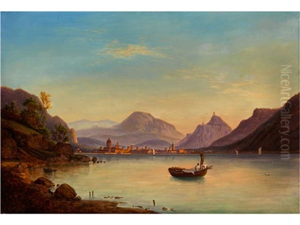 Lago Di Como Oil Painting by Anton Castell