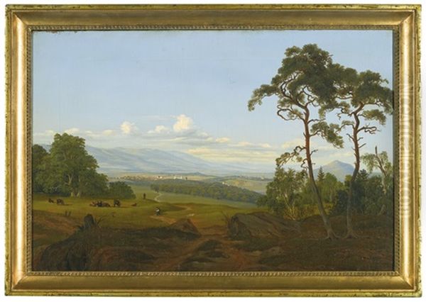 Bohemian Landscape Near Teplitz Oil Painting by Anton Castell