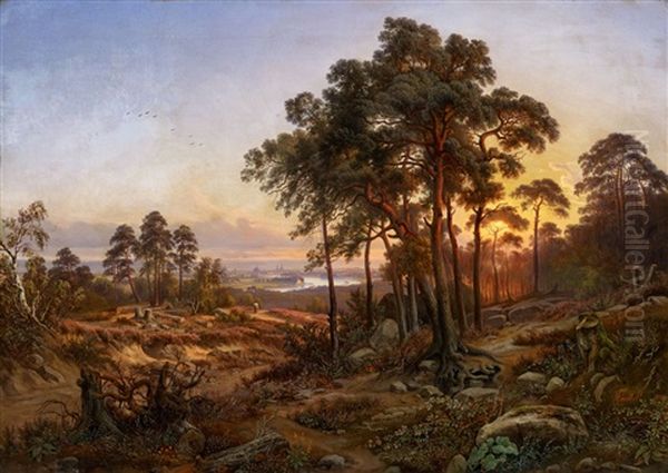 Landscape With A View Of Dresden Oil Painting by Anton Castell