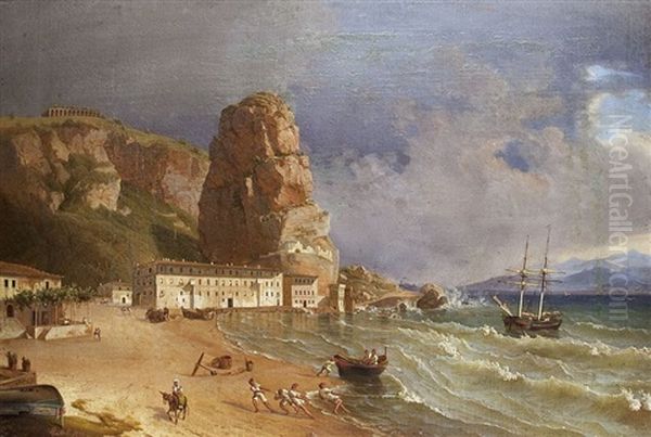 Mediterrane Kustenszene Oil Painting by Anton Castell