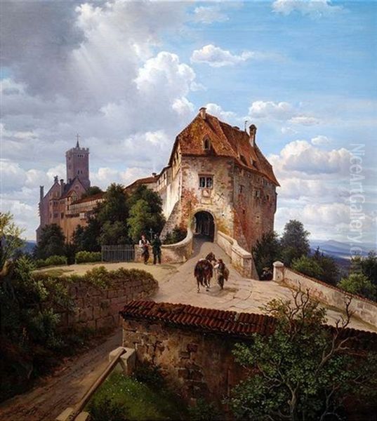 Die Wartburg Bei Eisenach Oil Painting by Anton Castell