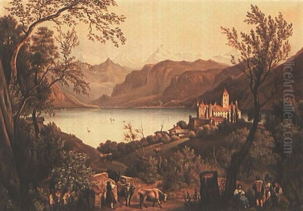 Schloss Spiez Am Thunersee Oil Painting by Anton Castell