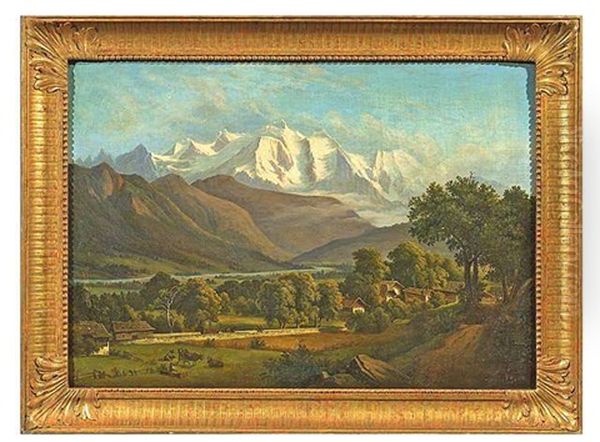 Sommerliche Vorgebirgslandschaft, Im Hintergrund Schneebedeckte Berge Oil Painting by Anton Castell