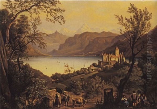 Schloss Spiez Am Thunersee Oil Painting by Anton Castell