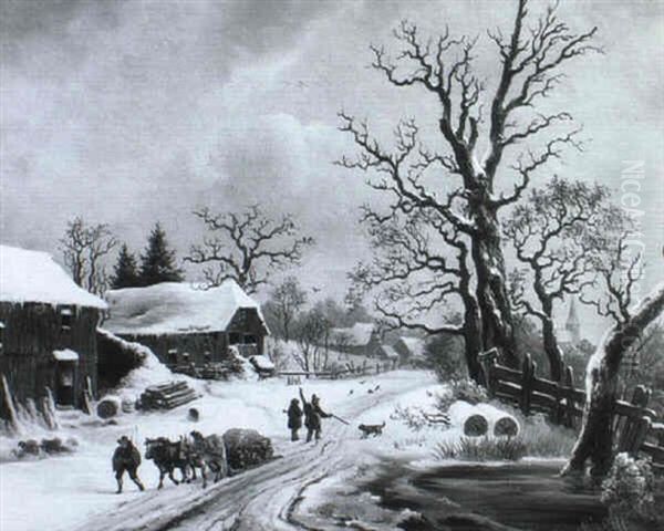 Ein Wintertag Auf Dem Lande Oil Painting by Anton Castell