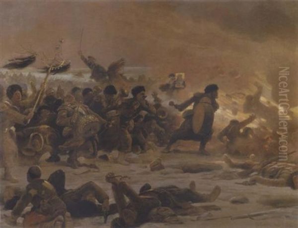 The Battle Of Yalan Oil Painting by Charles Jules Castellani