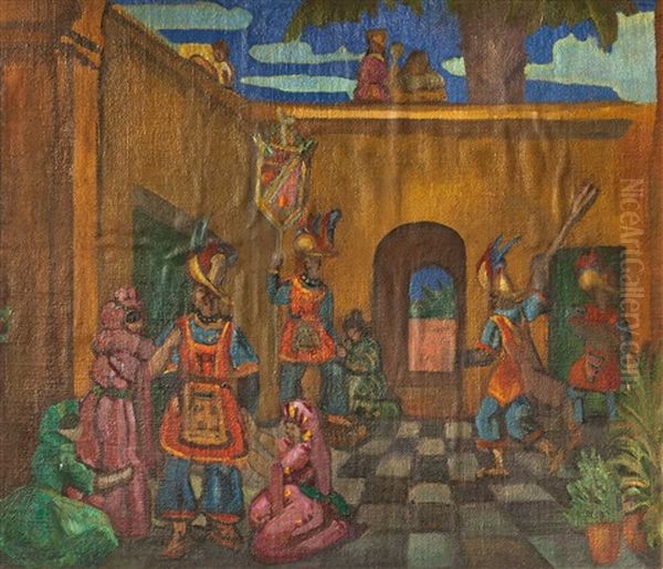 Fiesta En Marruecos Oil Painting by Carlos Alberto Castellanos