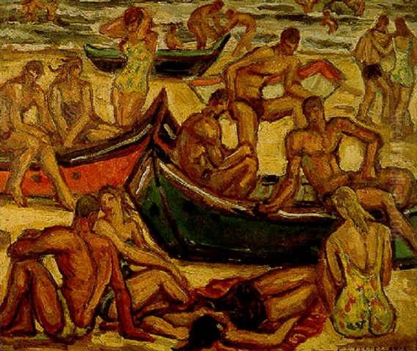 Escena De Playa Oil Painting by Carlos Alberto Castellanos