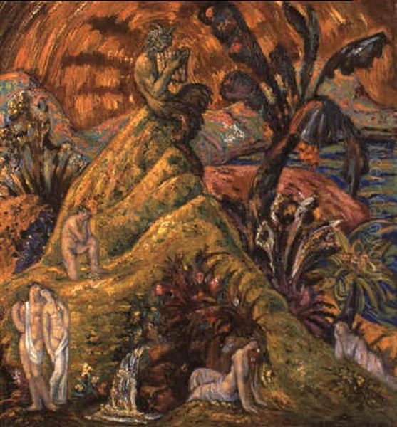 El Dios Pan Y Las Ninfas Oil Painting by Carlos Alberto Castellanos