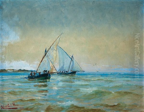 Barcas De Pesca Oil Painting by Roberto Castellanos