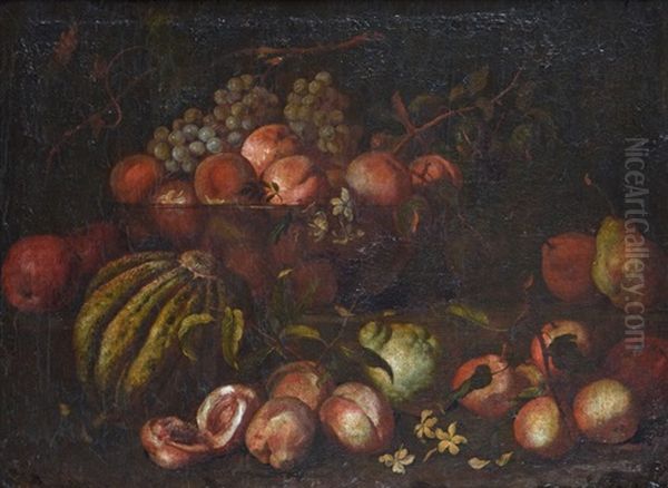 Nature Morte Aux Fruits Oil Painting by Giovanni Paolo Castelli (lo Spadino)