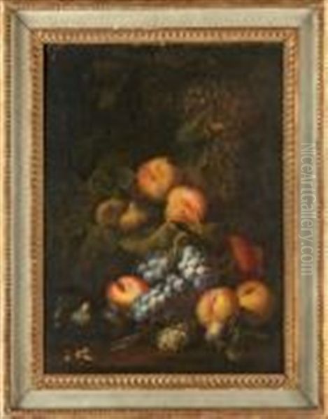 Nature Morte Aux Peches, Raisins Et Figues Oil Painting by Giovanni Paolo Castelli (lo Spadino)