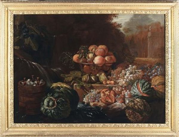 Natura Morta Con Frutta Oil Painting by Giovanni Paolo Castelli (lo Spadino)