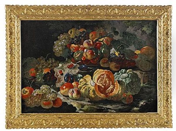 Fruktstilleben Oil Painting by Giovanni Paolo Castelli (lo Spadino)