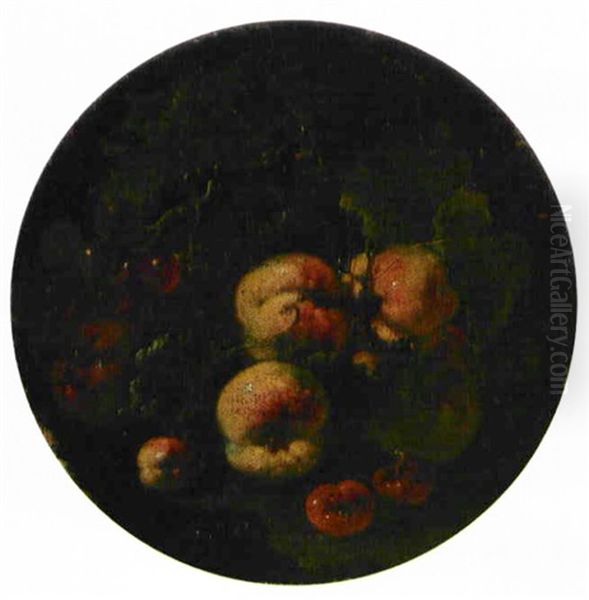 Nature Morte Aux Peches, Cerises Et Raisins Oil Painting by Giovanni Paolo Castelli (lo Spadino)