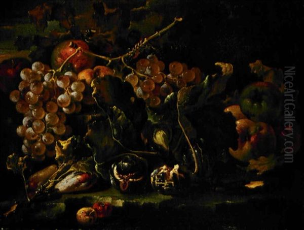 Natura Morta Con Frutta Oil Painting by Giovanni Paolo Castelli (lo Spadino)