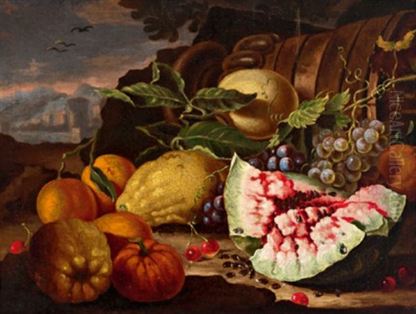 Fruchtestillleben Oil Painting by Giovanni Paolo Castelli (lo Spadino)