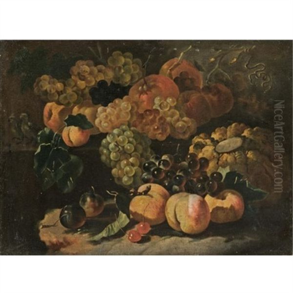 A Still Life With Grapes, Plums, Peaches, Apricots, Cherries, A Melon And Various Other Fruit Oil Painting by Giovanni Paolo Castelli (lo Spadino)