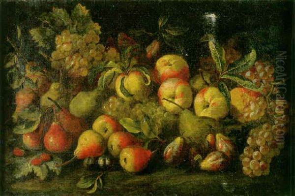 Nature Morte Aux Pommes, Raisins Et Poires Oil Painting by Giovanni Paolo Castelli (lo Spadino)