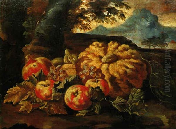 Natura Morta Con Frutti, Fruchtestilleben Oil Painting by Giovanni Paolo Castelli (lo Spadino)