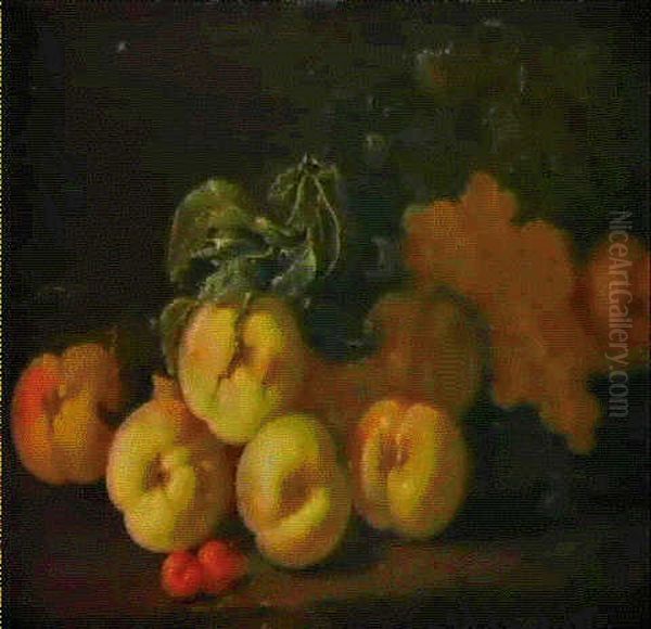 Natura Morta Di Pesche E Uva by Giovanni Paolo Castelli (lo Spadino)